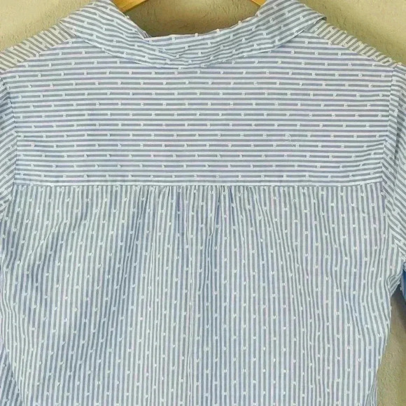Lily Pulitzer Ginger Cotton Stretch Top flounce sleeve blue white Women's small - Picture 9 of 13